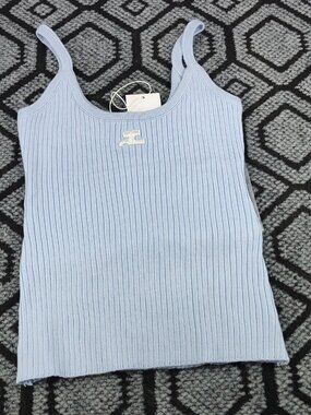 courreges knit cami tank top blue